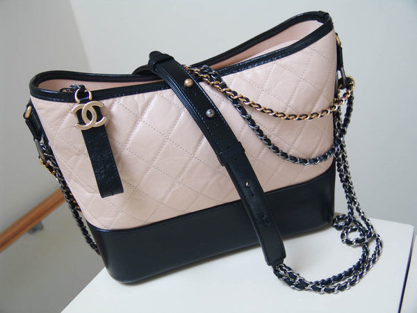 Chanel 2019 Beige & Black Calfskin Gabrielle Large Hobo Bag