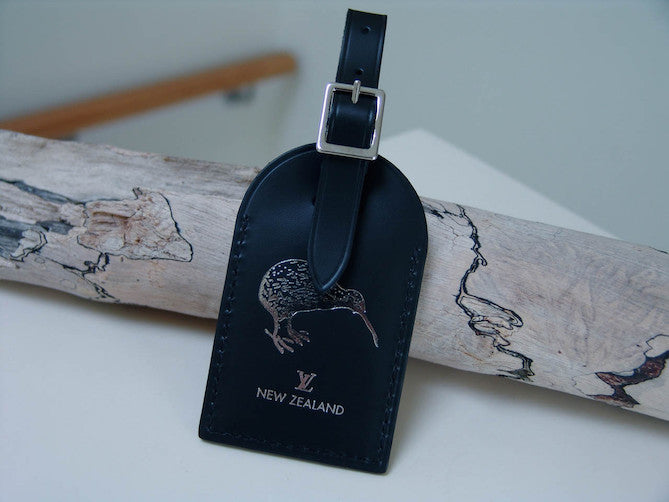 Louis Vuitton Kiwi Hotstamp Noir Leather Luggage Tag New My Haute