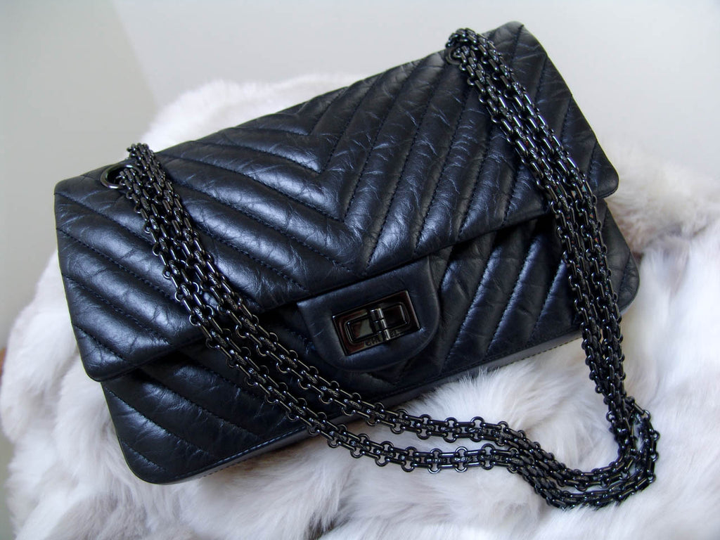 Rare Chanel So Black Chevron Timeless Medium flap bag