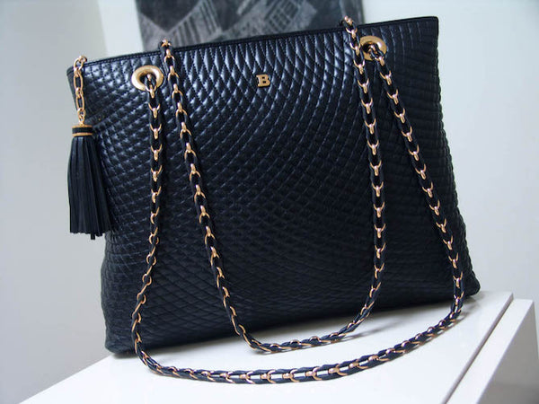 Bally Quilted Lambskin Shopper Chain Tote