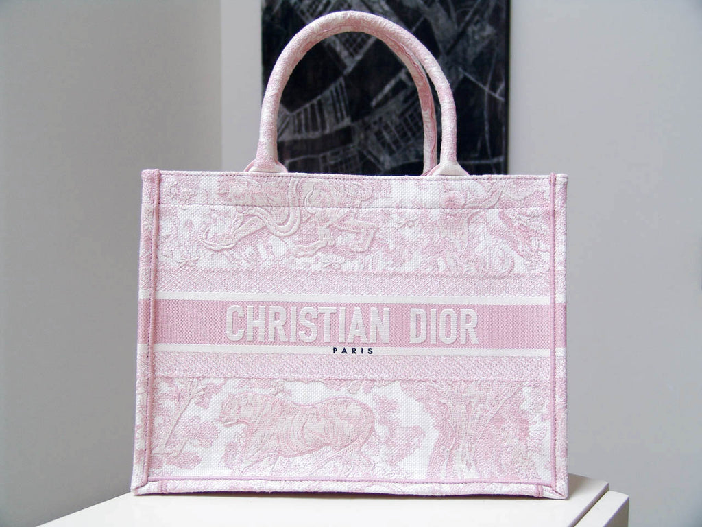 Christian Dior 2020 Small Dior Pink Toile de Jouy Embroidery Book Tote – My  Haute