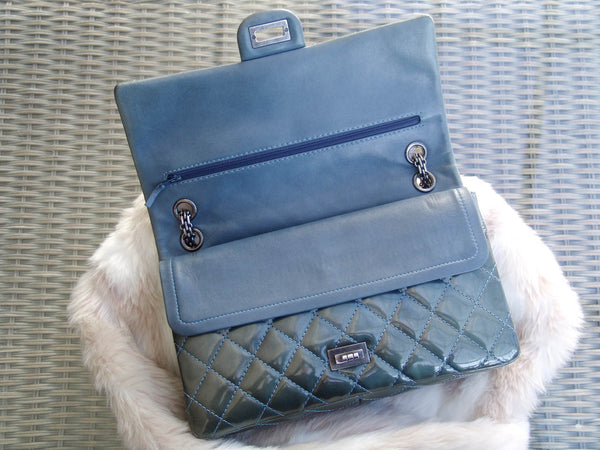 Chanel Teal Patent 2.55 Reissue Classic 226 Double Flap RHW