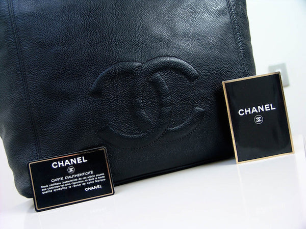 Chanel Caviar Black CC Shopper Tote