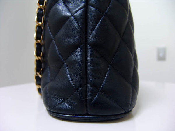 Chanel Lambskin Quilted Chain Zipper Tote