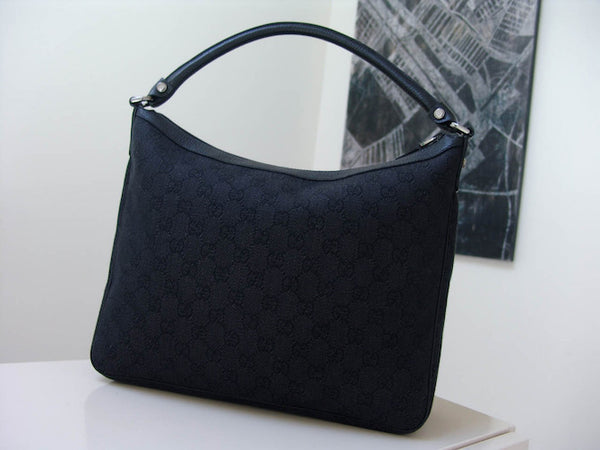 Gucci GG Black Jean Abbey Pocket Tote