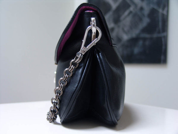 Prada Nero Grained Calfskin Lucite Chain Flap