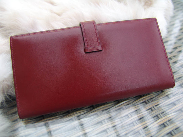 Hermès Rouge H Box Calf Leather Béarn Wallet GHW