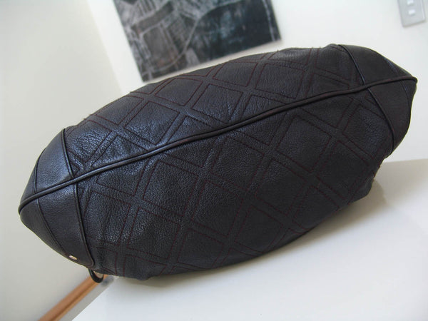 Bally Chocolate Calfskin Quilted Moreen