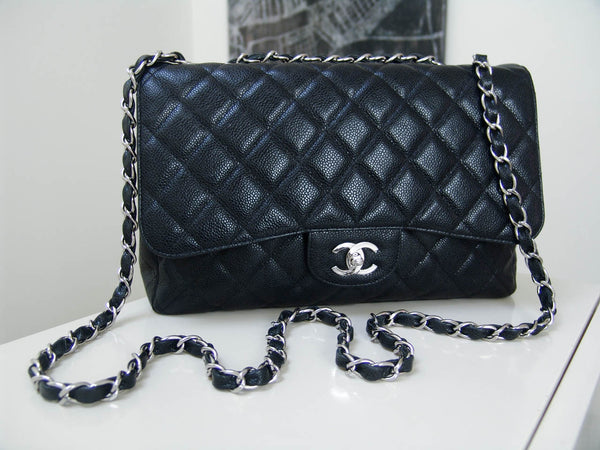 CHANEL Bag | Black Caviar Jumbo Classic Single Flap SHW