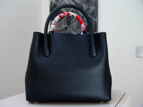 Christian Dior Bag Open Bar 2-Way Black Grained Calfskin Tote 2017