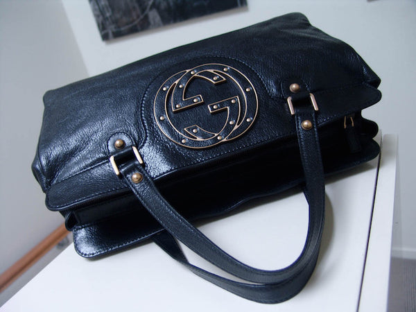 Gucci Black Calfskin GG Studded Blondie