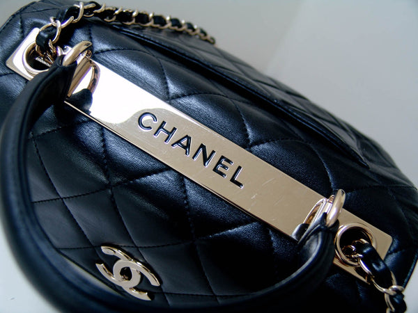 Chanel 2017 Black Lambskin Small Trendy Flap Bag with Handle GHW