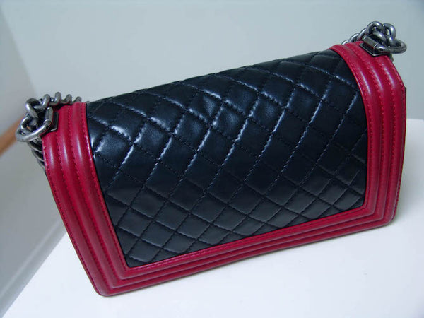 Chanel Boy Bag Lambskin Black & Red