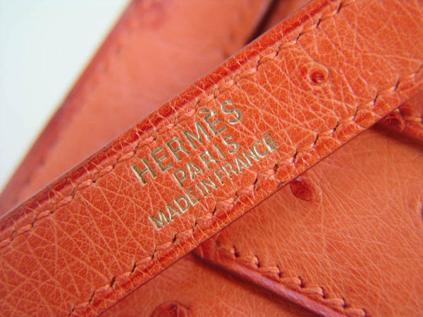 Hermès Ostrich Leather Kelly 32 in Orange