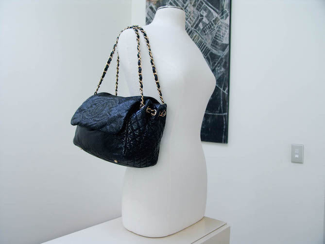 Chanel Black Patent Rock & Chain Medium Accordion Flap – My Haute