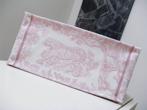 Christian Dior 2020 Small Dior Pink Toile de Jouy Embroidery Book Tote | New