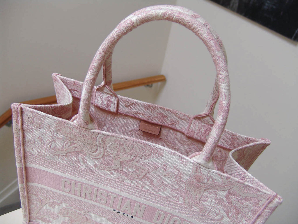 Christian Dior 2020 Small Dior Pink Toile de Jouy Embroidery Book Tote – My  Haute