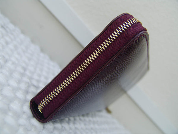 Burberry Bordeaux Patent Elmore Zip-Around Wallet | BNIB