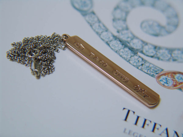 Tiffany & Co. L.E. Sterling Silver & Rubedo 1837 Bar Pendant & Chain
