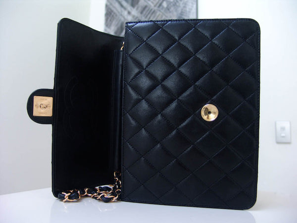 Chanel Black Lambskin 3-Way Single Flap