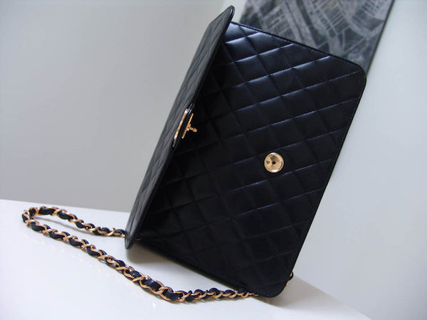 Chanel Black Lambskin Medium 3-Way Single Flap