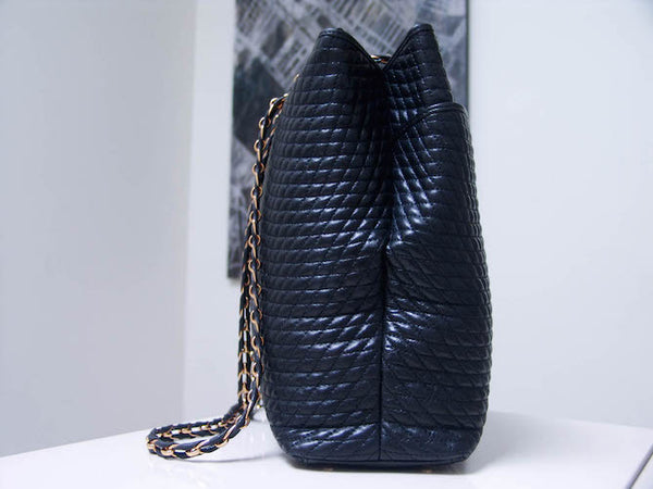 Bally Quilted Lambskin Shopper Chain Tote