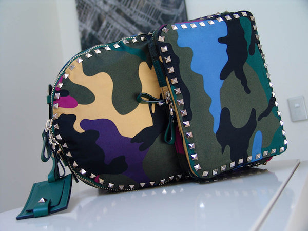 Valentino Rockstud Psychedelic Camouflage Backpack