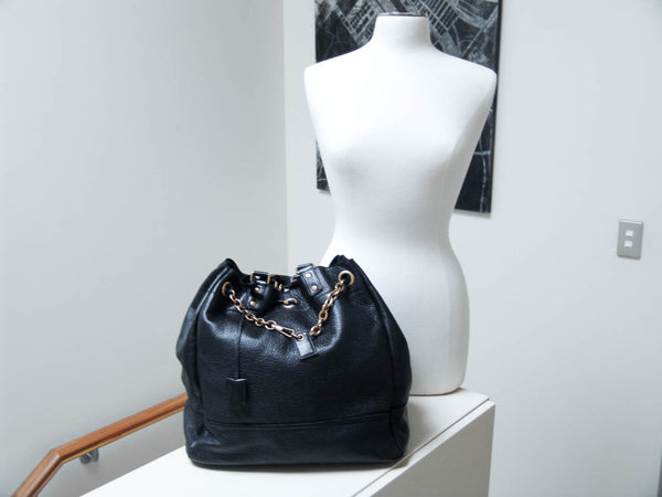 Yves Saint Laurent Black Nabuk & Felt Faubourg Shopper Tote