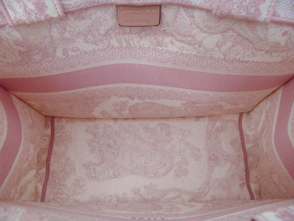 Christian Dior 2020 Small Dior Pink Toile de Jouy Embroidery Book Tote | New