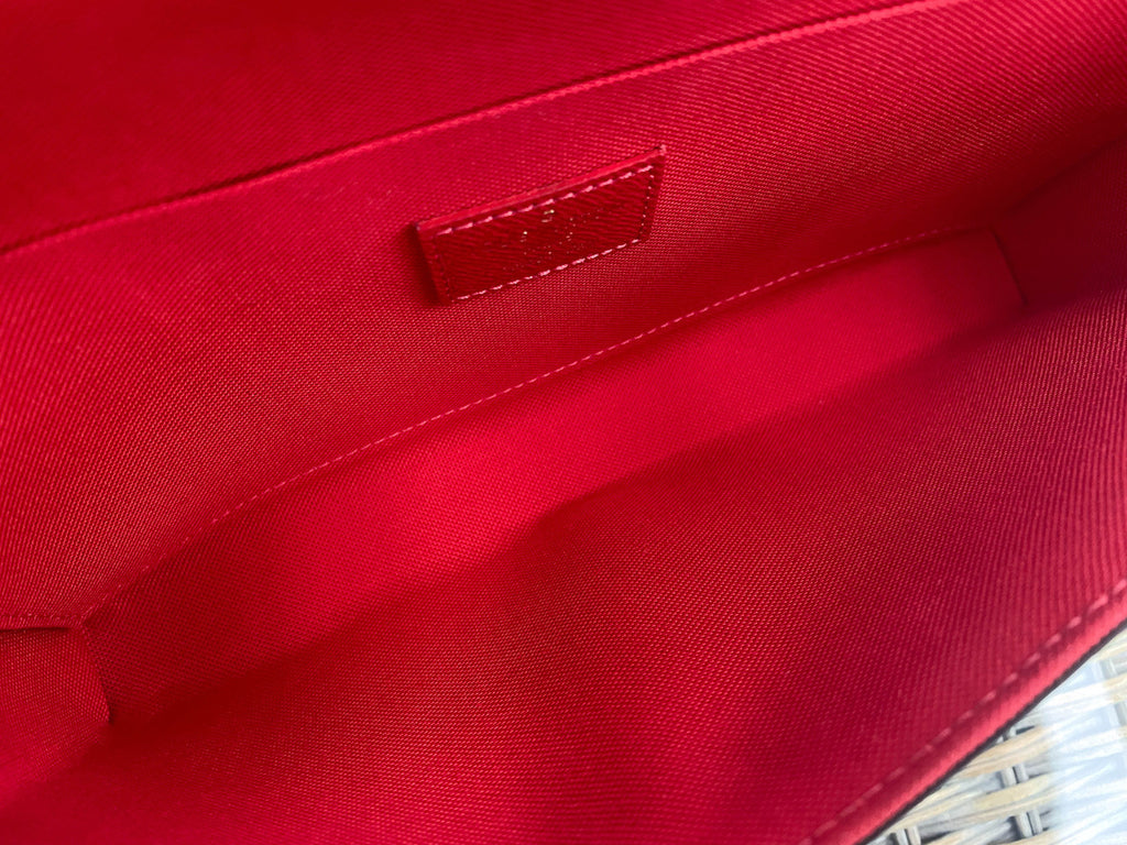 Louis Vuitton Pochette Felicie Damier Ebene Cerise Red Lining