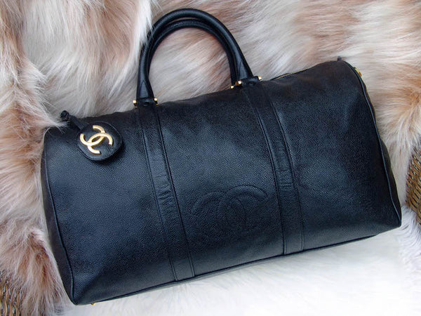 Chanel Black Caviar CC Travel Keepall